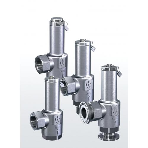 Stainless steel overflow and pressure control valve, angleway, threaded connections and external adjustment SERIES 417 