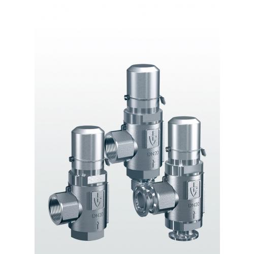 Stainless steel overflow and pressure control valve, angleway, threaded connections and external adjustment 418 SERIES