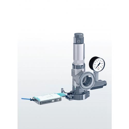 Stainless steel safety relief valve, angle type, combined with upstream rupture disc with clamp connection 451R SERIES
