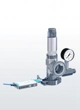 Stainless steel safety relief valve, angle type, combined with upstream rupture disc with clamp connection 451R SERIES